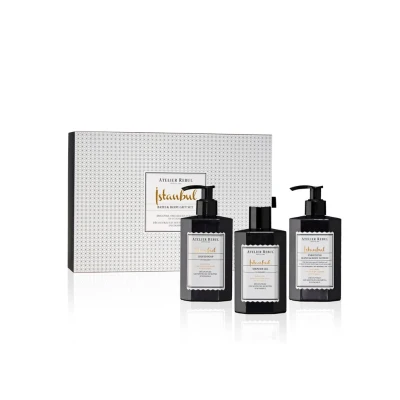 Afbeelding van Istanbul Bath &amp; Body Geschenkset Handzeep + Douchegel Bodylotion (250ml) Houtig Kruidige Geur Cadeau voor Vrouw Man