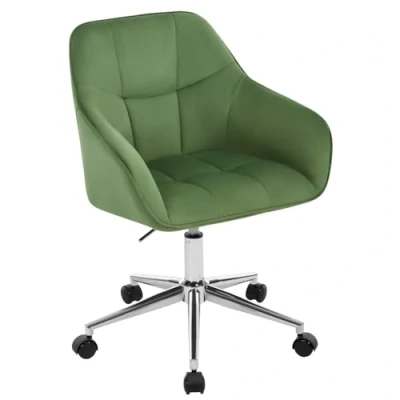 Afbeelding van WOLTU bureaustoel, draaibare fluwelen stoel met armleuningen en wielen, in hoogte verstelbare fauteuilstoel, make upstoel, groen, BS145dgn