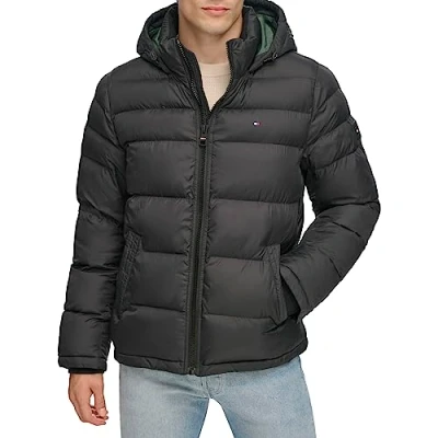 Afbeelding van Tommy Hilfiger Pufferjas met capuchon voor heren, Zwart, XXL