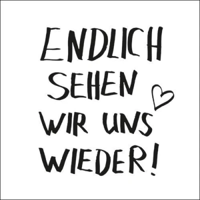 Afbeelding van 20 Servietten Endlich sehen wir uns wieder Sprüche Fest Tischdeko 33x33cm