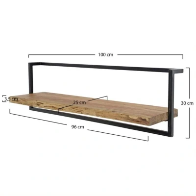Afbeelding van Giga Meubel Wandplank Acaciahout 100cm Naturel Stalen Frame
