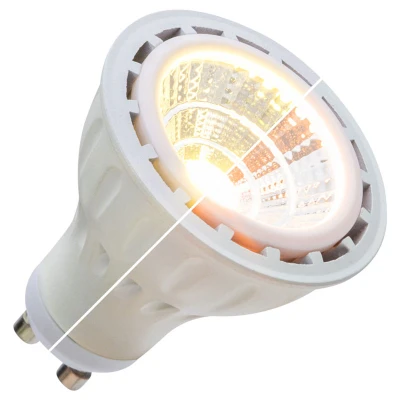 Afbeelding van GU10 led spot 5 Watt, dimbaar, 5W vervangt 50W, dim to warm (3000K 2000K), 335 lumen, COB techniek, 230V, Ø50mm diameter