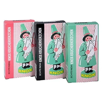 Afbeelding van Knox Rokerkaarsen Ostalgie set van 3 dennengeur + wierookmirre wierooksandel Made in Germany