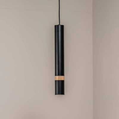 Afbeelding van Eko Light Hanglamp Joker, zwart/hout, 1 lamp