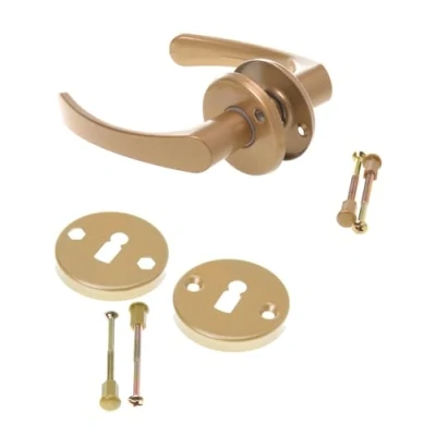 Afbeelding van Aqbau® Rozetgarnituur deurklink set krukgarnituur deurbeslag goud (BB Buntbart)