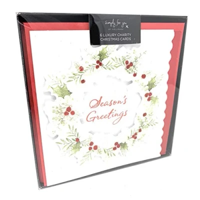 Afbeelding van Luxe 3D Krans Liefdadigheid Kerstkaarten van Hallmark Pack 6 in 1 Design