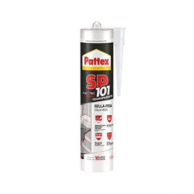 Afbeelding van Pattex SP101 Transparant, transparant afdichtmiddel voor binnen en buiten, neutraal vloeibaar multimateriaal, polymeerafdichtmiddel in patroon, 1 x 280 ml