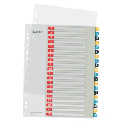 Afbeelding van Leitz Cosy tabbladen, ft A4, 11 gaatsperforatie, PP, geassorteerde kleuren, set 1 20 tabbladen