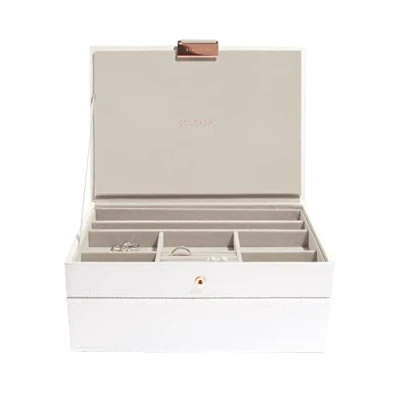 Afbeelding van Stackers Wit &amp; Rose Gold Classic sieradendoosje, set van 2