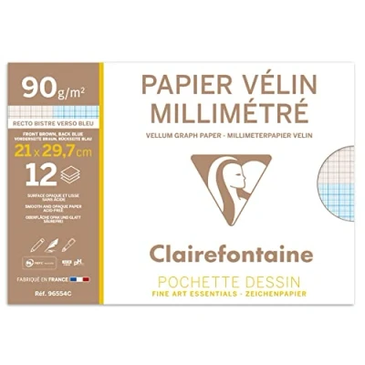 Afbeelding van Clairefontaine A4 Velijn Ruitjespapier 12 stuks