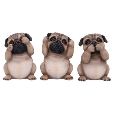 Afbeelding van Nemesis Now Drie Wijze Mopsen 8.5cm, Hars, Fawn
