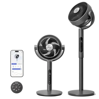 Afbeelding van LEVOIT 20 dB, intelligente staande ventilator, DC motor, laag stroomverbruik, met wifi, 4 modi en 12 snelheden bij 1614 m3/h, 30 m wind, uur timer, 90 graden + 120 oscillatie
