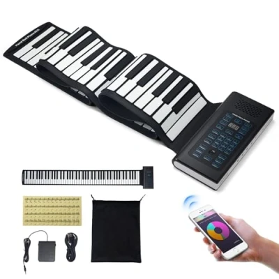 Afbeelding van VEVOR Pianotoetsenbord met 88 toetsen, oprolbaar, 128 ritmes, tonen, draagbaar, digitale hand oplaadbare accu, luidspreker, 2 W led display, 5 poorten, MIDI functie, kinderen, beginners,