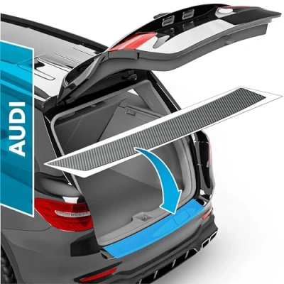 Afbeelding van uProtect Auto bumperbescherming folie voor Q7 2 (II) 4M I 2015 2021 bumperbescherming, krasbescherming, lakbeschermingsfolie carbon look zelfklevend