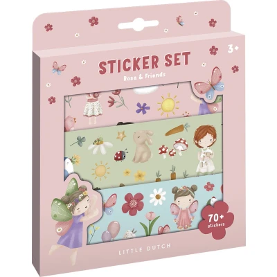 Afbeelding van Little Dutch stickers Rosa &amp; Friends 3 stickervellen met speelachtergrond stickerset