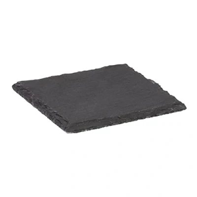 Afbeelding van Westmark Set van 4 onderzetters, natuurlijke leisteen, vierkant, met krasbescherming, 10 x cm, Tapas + Friends, antraciet, 69222270
