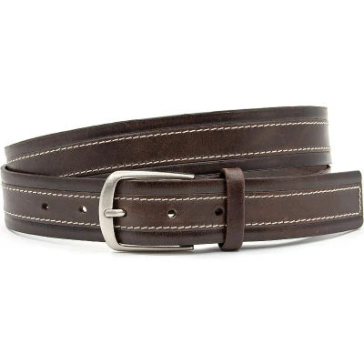 Afbeelding van JV Belts Donkerbruine pantalonriem heren en dames riem 3.5 cm breed Bruin Echt Leer Taille: 95cm Totale lengte riem: 110cm
