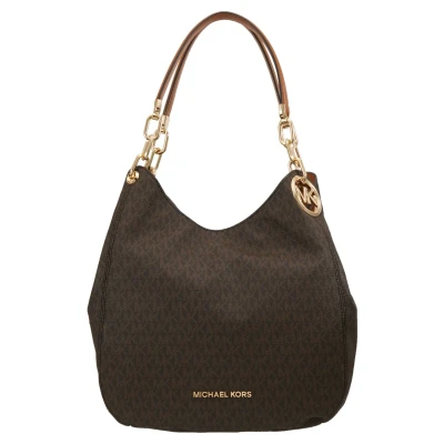 Afbeelding van Michael Kors schoudertas Lillie met logoprint donkerbruin