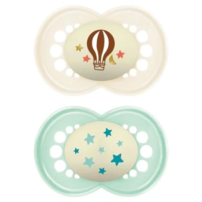 Afbeelding van MAM Originele Night fopspeen in set van 2, SkinSoft silicone met fopspeenhouder, 16+ maanden, neutraal