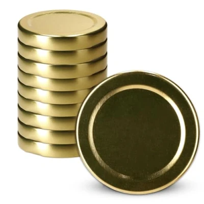 Afbeelding van KADAX Schroefdeksel met diameter van 58 mm, metalen twist off deksel, reservedeksel voor potten en flessen, deksel 4 inkepingen inmaakpotten, goud, 10 stuks