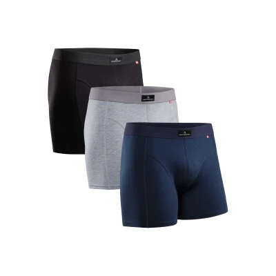 Afbeelding van DANISH ENDURANCE Boxershorts Heren, Katoenen Heren Ondergoed, Klassieke Pasvorm, Met of Zonder Gulp, 3 Pack, Veelkleurig (1x Zwart, 1x Marineblauw, Grijs), 3XL