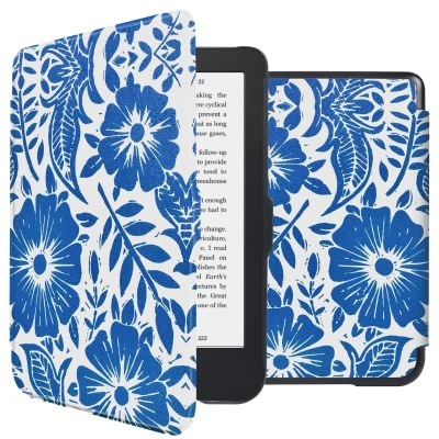 Afbeelding van Kobo Clara 2E Hoes: iMoshion Design Sleepcover Bookcase zonder stand Flower Tile Kunstleder E Reader Hoezen