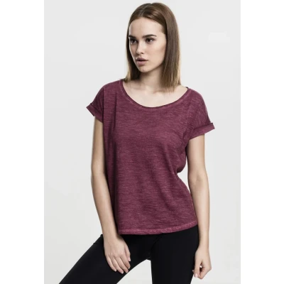 Afbeelding van Urban Classics Ladies LONG BACK Shaped Spray DYE TEE Tshirt basic, Dames, Maat: Large, Burgundy