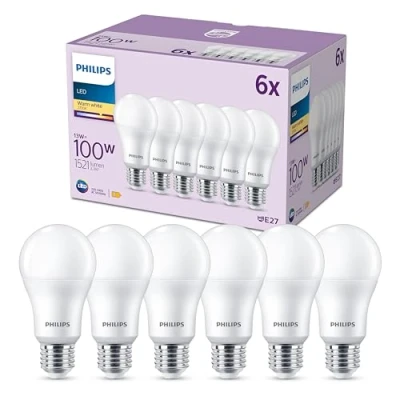 Afbeelding van Philips LED Lamp E27 Warmwit Licht 100 W Mat 6 Lampen