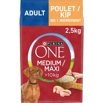 Afbeelding van 2.5kg Purina ONE Medium/Maxi Adult Droogvoer met kip
