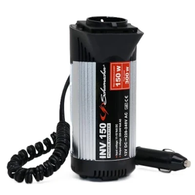 Afbeelding van Schumacher INV 150 gemodificeerde sinusomvormer 12V DC &gt; 220V/240V AC continu piekvermogen 300 Watt overspanning, onderspanning, overbelasting en thermische beveiliging ventilator geluiddempe