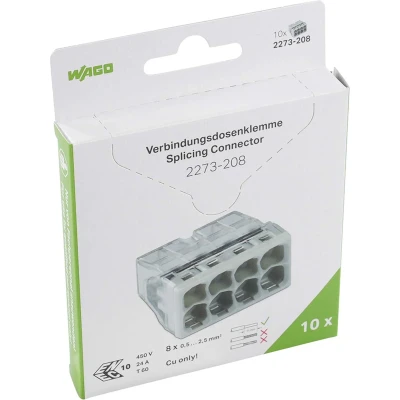 Afbeelding van Wago lasklem max. 2,5 mm2 transp/grijs 8 draads blister 10 stuks