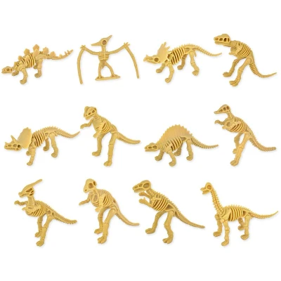 Afbeelding van SCSpecial 12 stuks dinosaurusfossielen voor kinderen, diverse dinosaurusbotten, skeletten, PVC speelfiguren wetenschap, beloningen het spelen van dinosaurussen, zandgraven, feestgunst