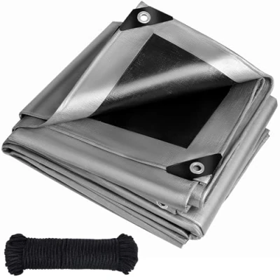 Afbeelding van Afdekzeil, met oogjes, 260 g/m², waterdicht, bescherming, geweven zeil, universeel, scheurvast, duurzaam, uv bestendig, voor tuinmeubelen, trampoline, dak, auto, vrachtwagen, hout, boot, zandbak