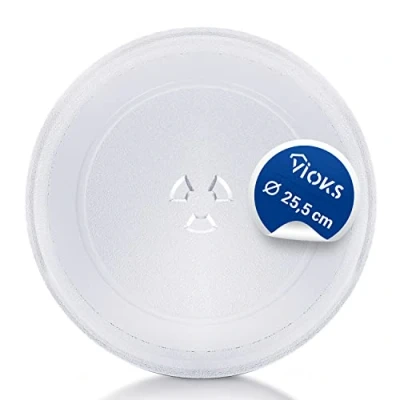 Afbeelding van VIOKS magnetronbord, 25,5 cm, 255 mm, 3 noppen/magnetron, glasplaat, glas, magnetron, draaiplateau, magnetron