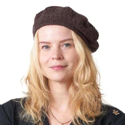 Afbeelding van Dames Hoed Muts Baret Cap Zomer Basque 100% Katoen Gebreid Handgemaakte Zachte Haak, Donkerbruin, Eén Maat
