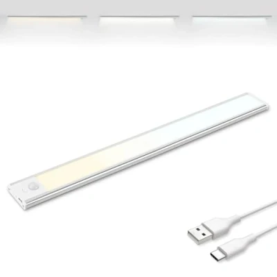 Afbeelding van Brendz LED Kastverlichting met bewegingssensor, 40 cm, USB C Oplaadbaar, Dimbaar, Magnetisch, 3 Kleurtemperaturen, Draadloos, op Batterij, Zilver