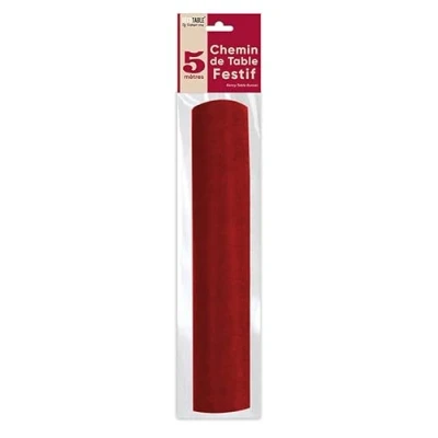 Afbeelding van Tafelloper, geweven, 5 m, effen rood