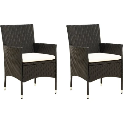 Afbeelding van vidaXL Tuinstoelen 2 st met kussens poly rattan zwart