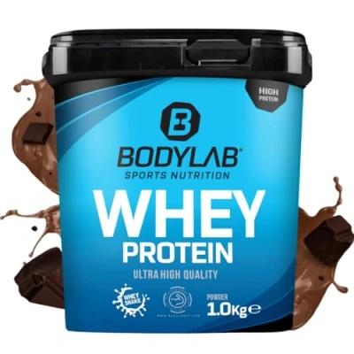 Afbeelding van Bodylab24 eiwitpoeder Whey Protein Driedubbele chocolade 1kg, eiwitshake voor krachttraining en fitness, poeder kan spieropbouw ondersteunen, Hoogwaardig met 80% eiwit, Aspartaamvrij