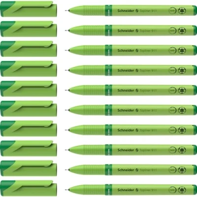 Afbeelding van Schneider Topliner 911 Fineliner (wisselvulling, lijndikte 0,4 mm) pak van 10 groen