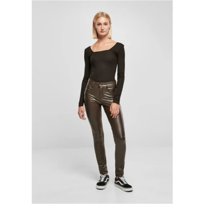 Afbeelding van Urban Classics MID Waist Broek, Dames, Maat: 28, Brown