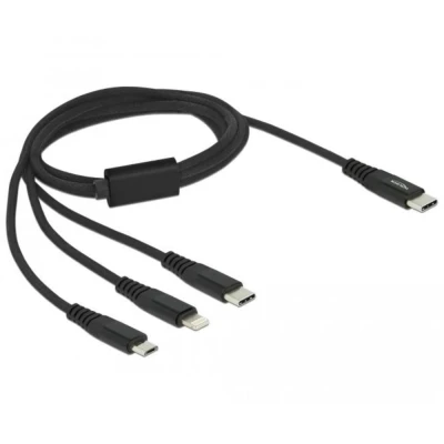 Afbeelding van Delock USB Ladekabel 3 in 1 Type C™ zu Lightning™ / Micro