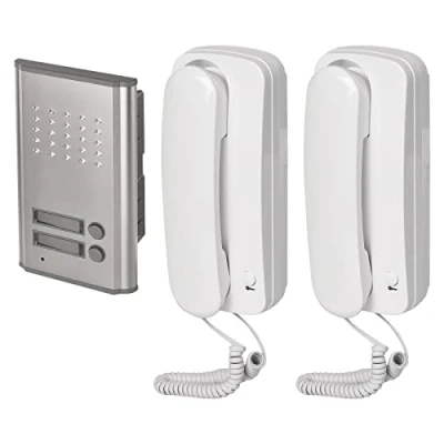 Afbeelding van EMOS Audio deurintercomset voor twee deelnemers, opbouwmontage, elegant design, intercominstallatie/audio kit met deuropener mogelijkheid, eenvoudig te bedienen