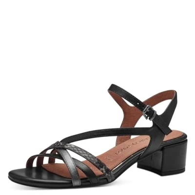 Afbeelding van Marco Tozzi Sandalen, Dames, Maat: 38, Black comb Leer/ synthetisch