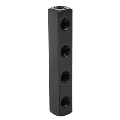 Afbeelding van 1/4 inch BSPP luchtslangverdeelblok met schroefdraad, 3 weg / 4 snelkoppeling Pneumatische luchtslang inline verdeelblokverdeler gemaakt van roestvrij staal (4 weg)
