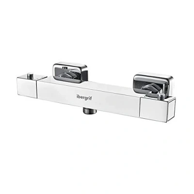 Afbeelding van Ibergrif M21807 1 Thermostatische Douchekraan, Met 38 C Veiligheidsknop Mengkraan Onderuitgang van 1/2&quot; (21 mm), Messing, Chroom