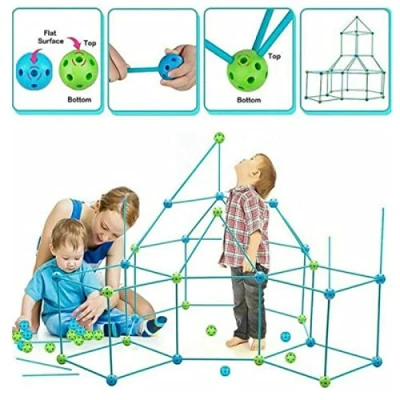Afbeelding van TLHWIN Kinderfort, bouwpakketten, educatief speelgoed, kastelen, bouwen, tunnel, tent, rakettoren, speelgoedsets, binnen en buiten, doe het zelf bouwpakket, bouwspeelgoed,