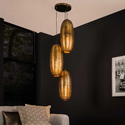 Afbeelding van Fraaai Francis hanglamp 3L brons antiek Metaal