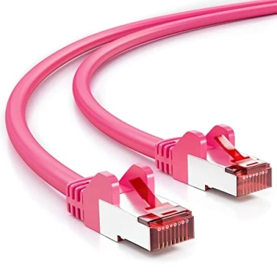 Afbeelding van deleyCON 0,5m CAT6 Patchkabel S/FTP PIMF Afscherming CAT 6 RJ45 Netwerkkabel Ethernetkabel LAN DSL Switch Router Modem Access Point Patchvelden Magenta