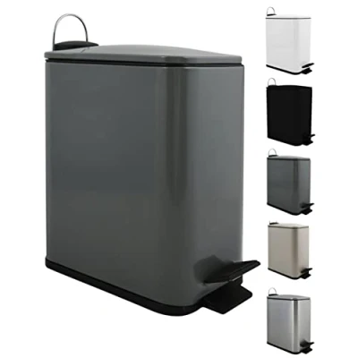 Afbeelding van Spirella Pedaalemmer Paris donkergrijs 5 liter metaal L28 x B14 H29 cm soft close toilet/badkamer Pedaal